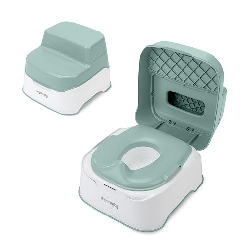 Ingenuity 3-in-1 Töpfchentraining-System: Töpfchensitz, Aufsatz & Doppeltritt, Einfache Montage, Rutschfester Boden, ab 18 Monaten bis 23 kg, Passt auf die meisten Toiletten, Leicht zu Reinigen