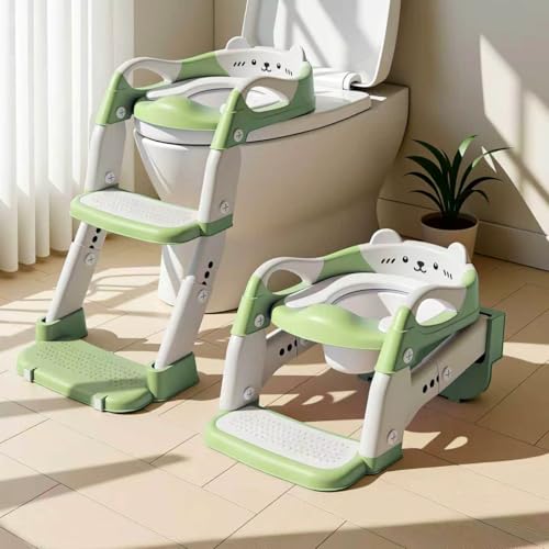 Toilettensitz Kinder mit Treppe,3 in1 Klappbarer Toilettenleiter für Kinder