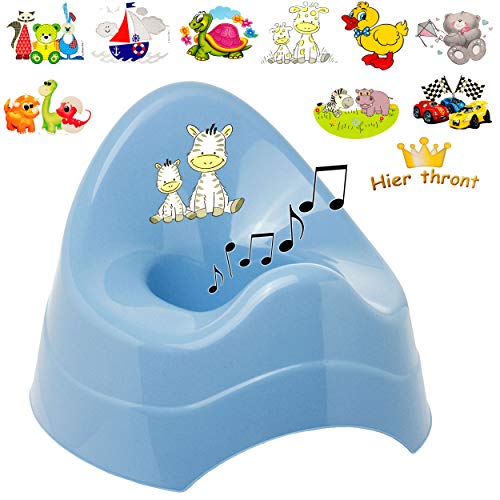 alles-meine.de GmbH Musik & Sound - Töpfchen/Nachttopf/Babytopf - blau Motiv-Mix - Jungen Bieco - Melody - mit großer Lehne + Spritzschutz - Babytöpfchen/Kindertopf/L..